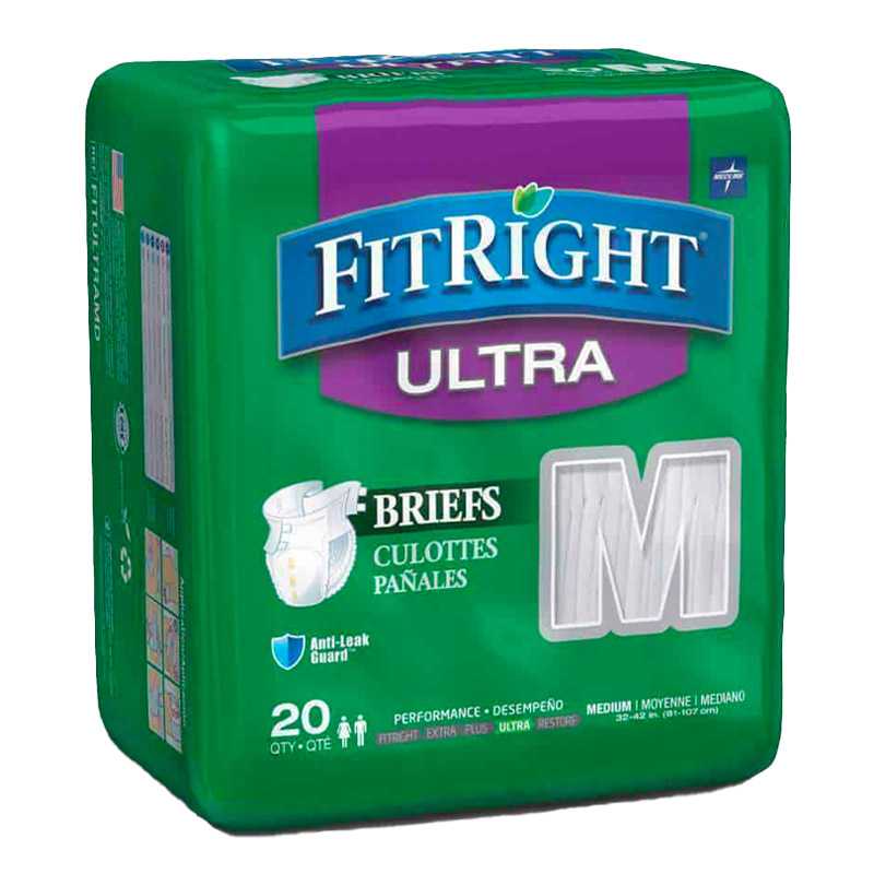 FitRight® Ultra Incontinence Briefs (diaper w/tabs), Medium